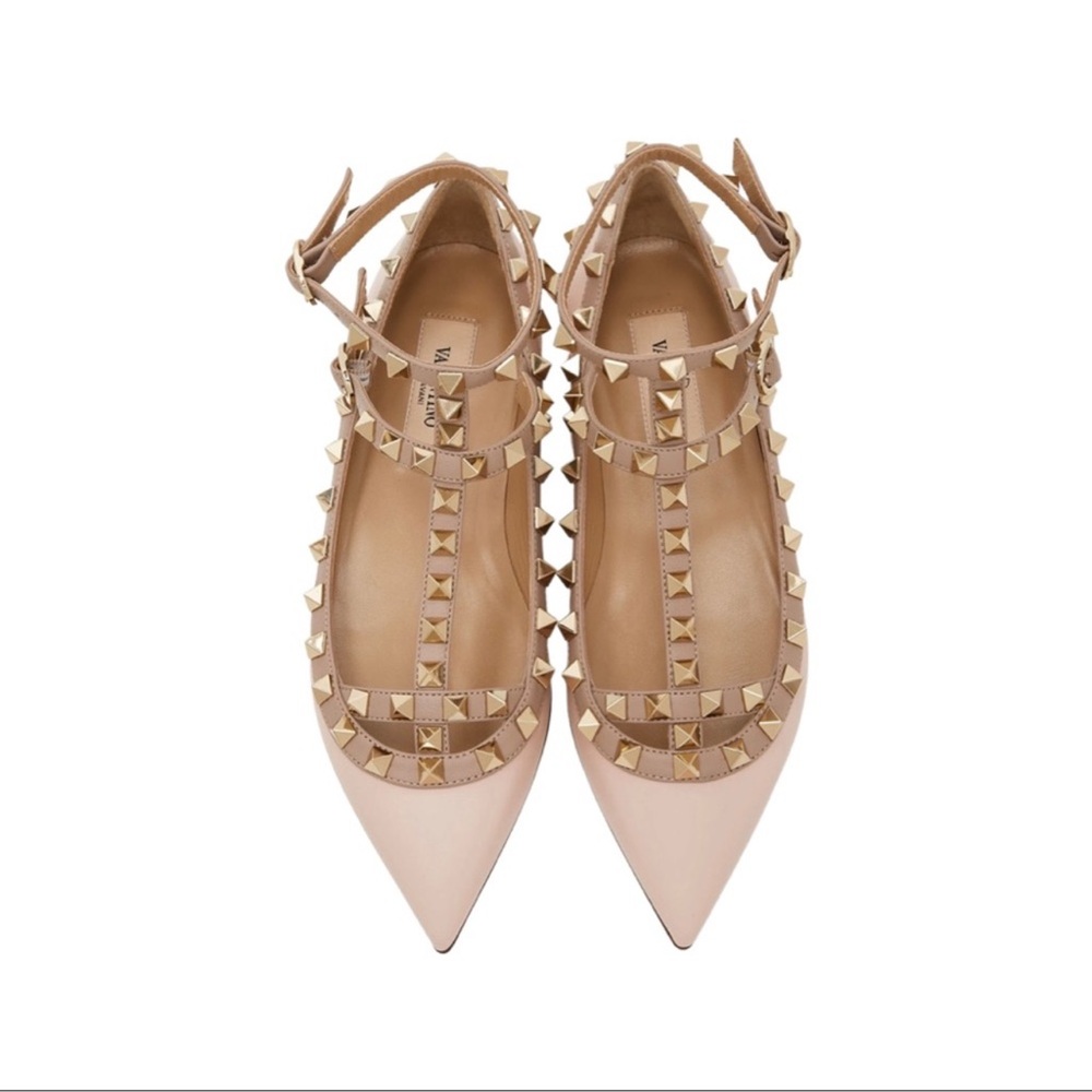 Valentino Rockstud pink cage flats 36